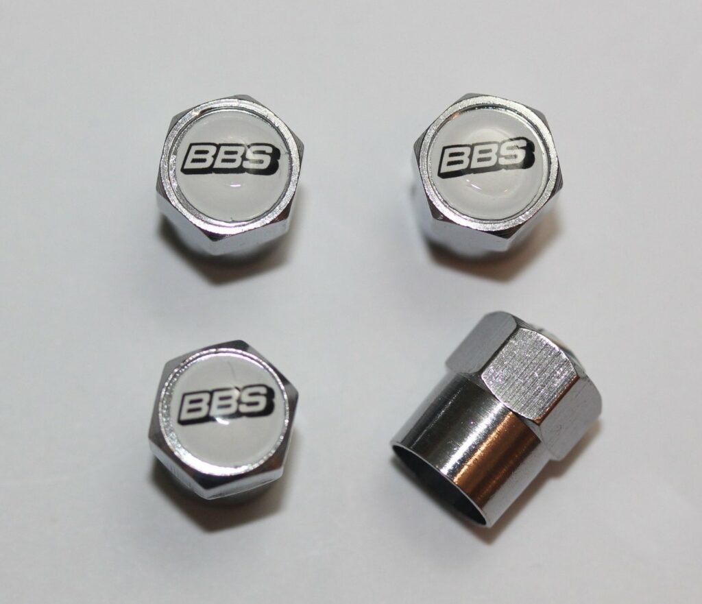 BBS White Tire Valve Caps Plus Free Extra Cap