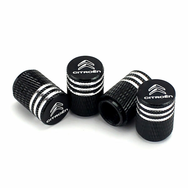 Citroen Black Laser Engraved Tire Valve Caps