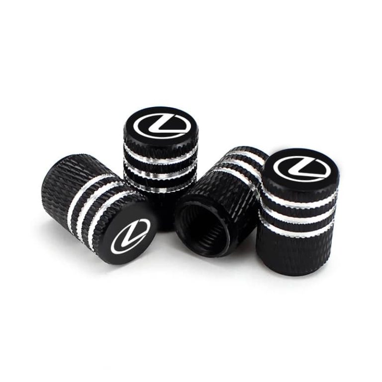 Lexus Black Laser Engraved Tire Valve Caps Extra Spare Cap Total 5 Caps Tire Valve Caps, Car