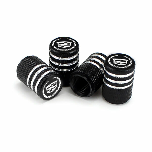 Cadillac Black Laser Engraved Tire Valve Caps