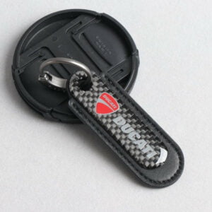 Ducati Carbon Fiber With Black Leather Keychain