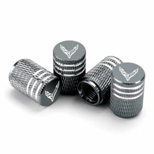 Chevrolet Corvette C8 Grey Laser Engraved Tire Valve Caps