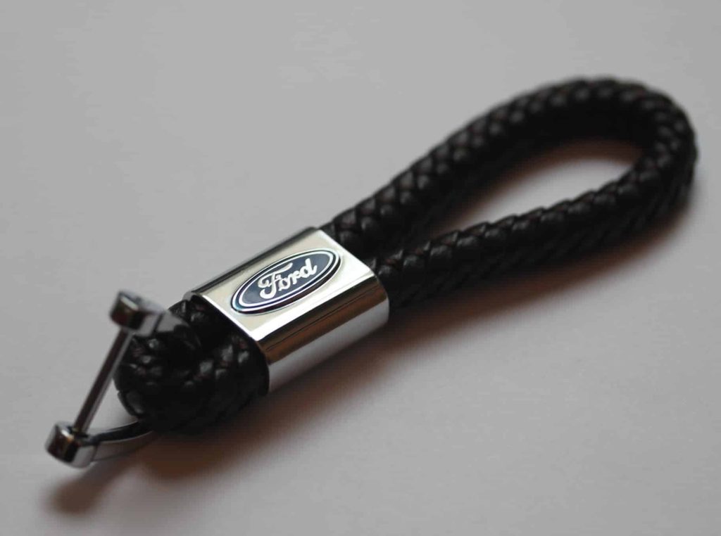Ford Leather Chrome Keychain With 3 Color Choices
