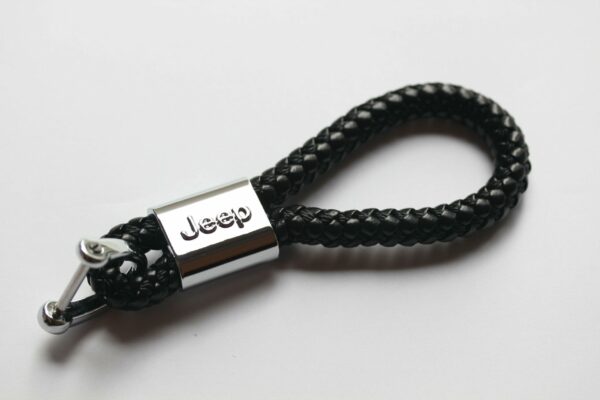 Jeep Leather Chrome Keychain With 3 Color Choices