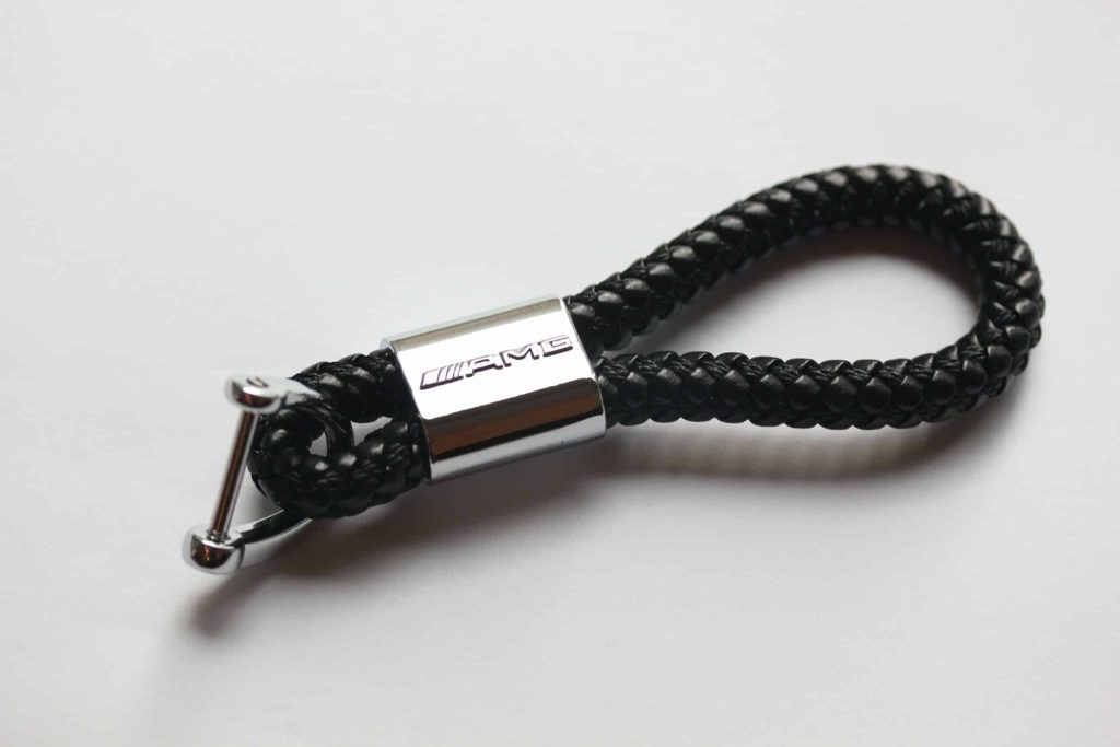 AMG Leather Chrome Keychain With 3 Color Choices