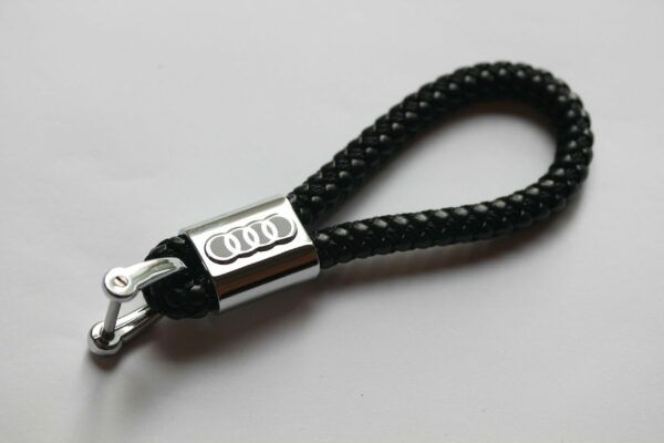 Audi Leather Chrome Keychain With 3 Color Choices