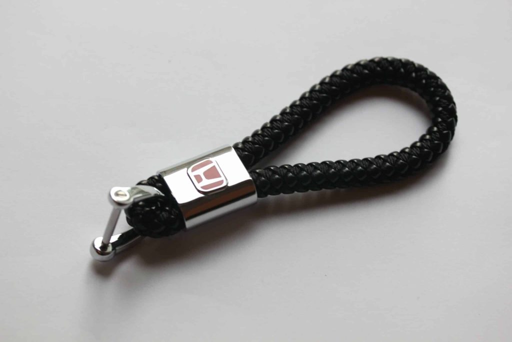 Honda Leather Chrome Keychain With 3 Color Choices