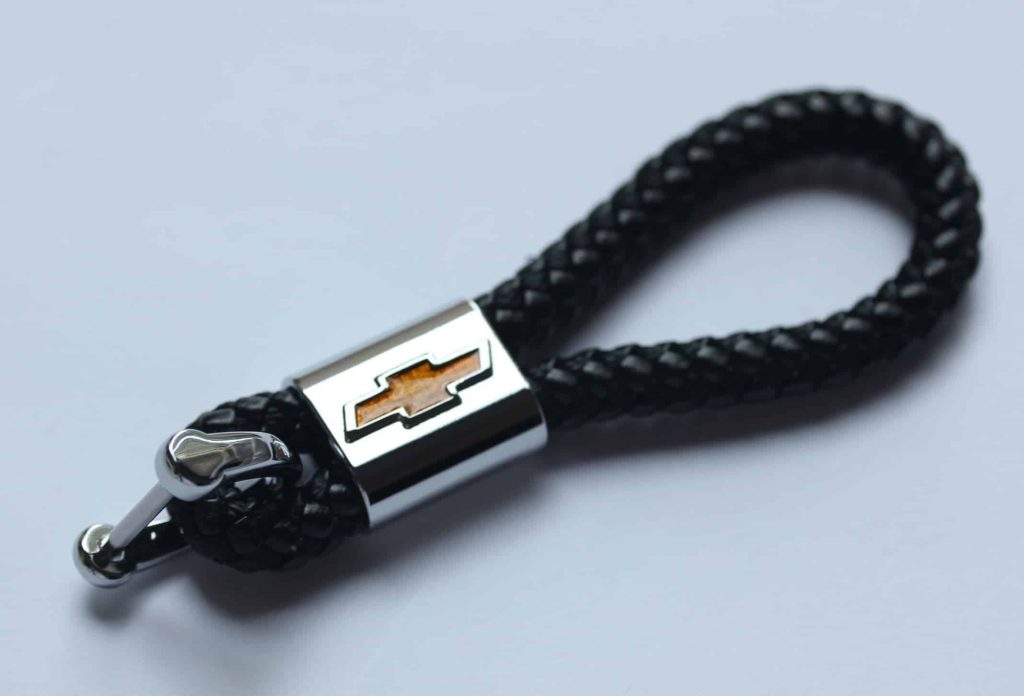 Chevrolet Leather Chrome Keychain With 3 Color Choices