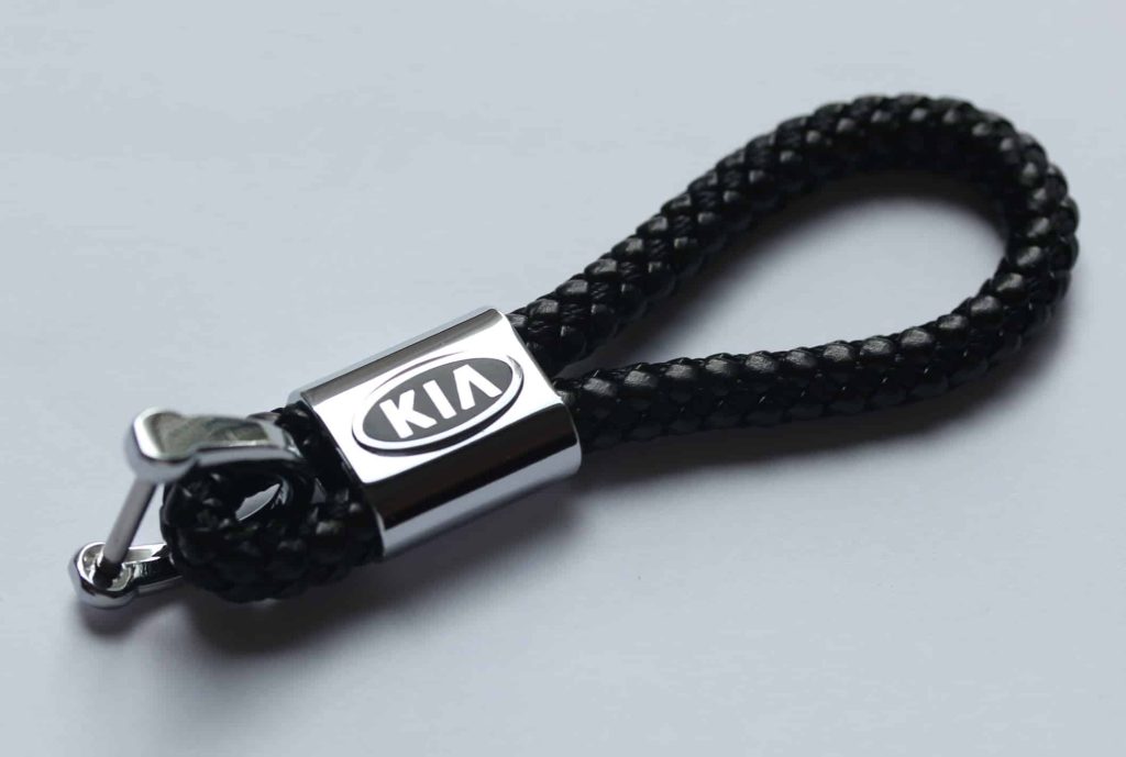 Kia Leather Chrome Keychain With 3 Color Choices