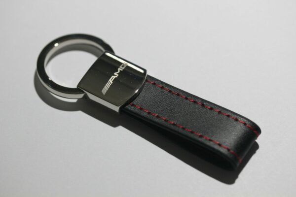 AMG Leather Chrome Metal Key Chain