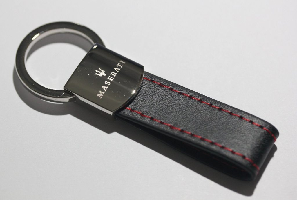 Maserati Leather Chrome Red Stitches Key Chain