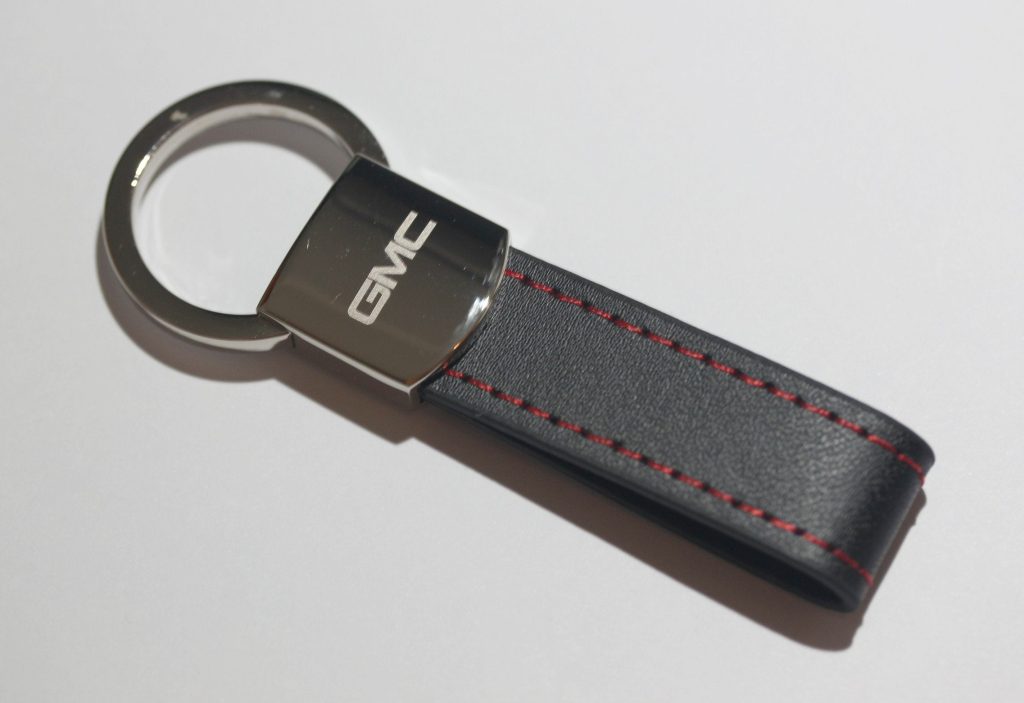 GMC Leather Chrome Red Stitches Key Chain