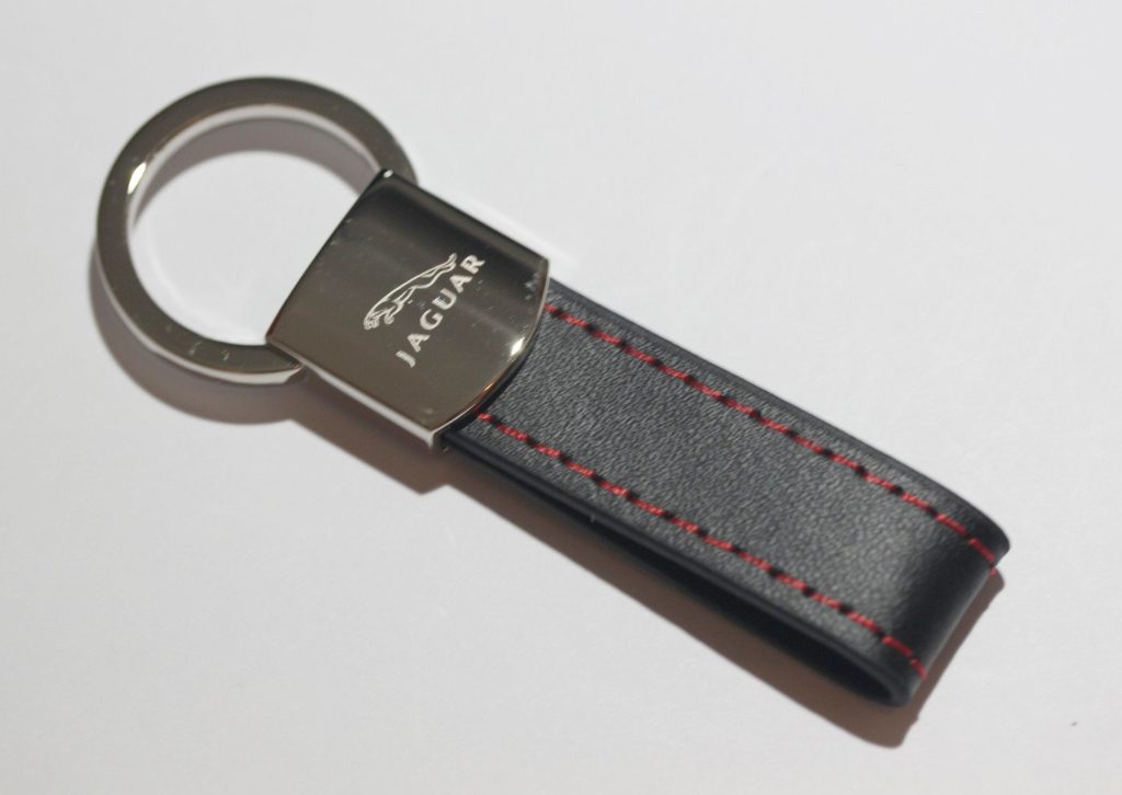 Jaguar Leather Chrome Red Stitches Key Chain