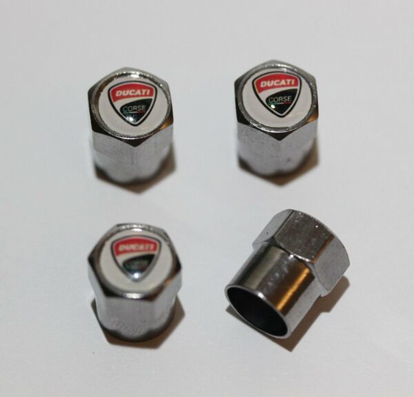 Ducati Corse White Tire Valve Stem Caps