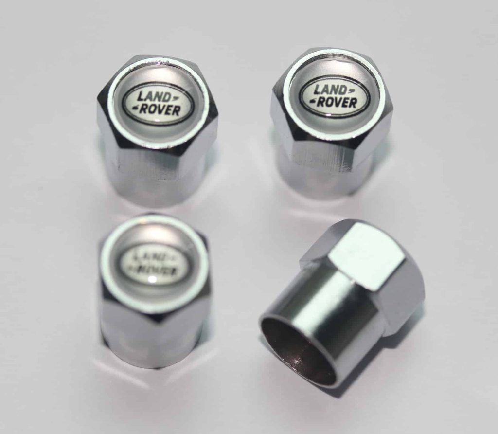 Land Rover Silver Tire Valve Caps Plus Free Extra Cap Tire Valve