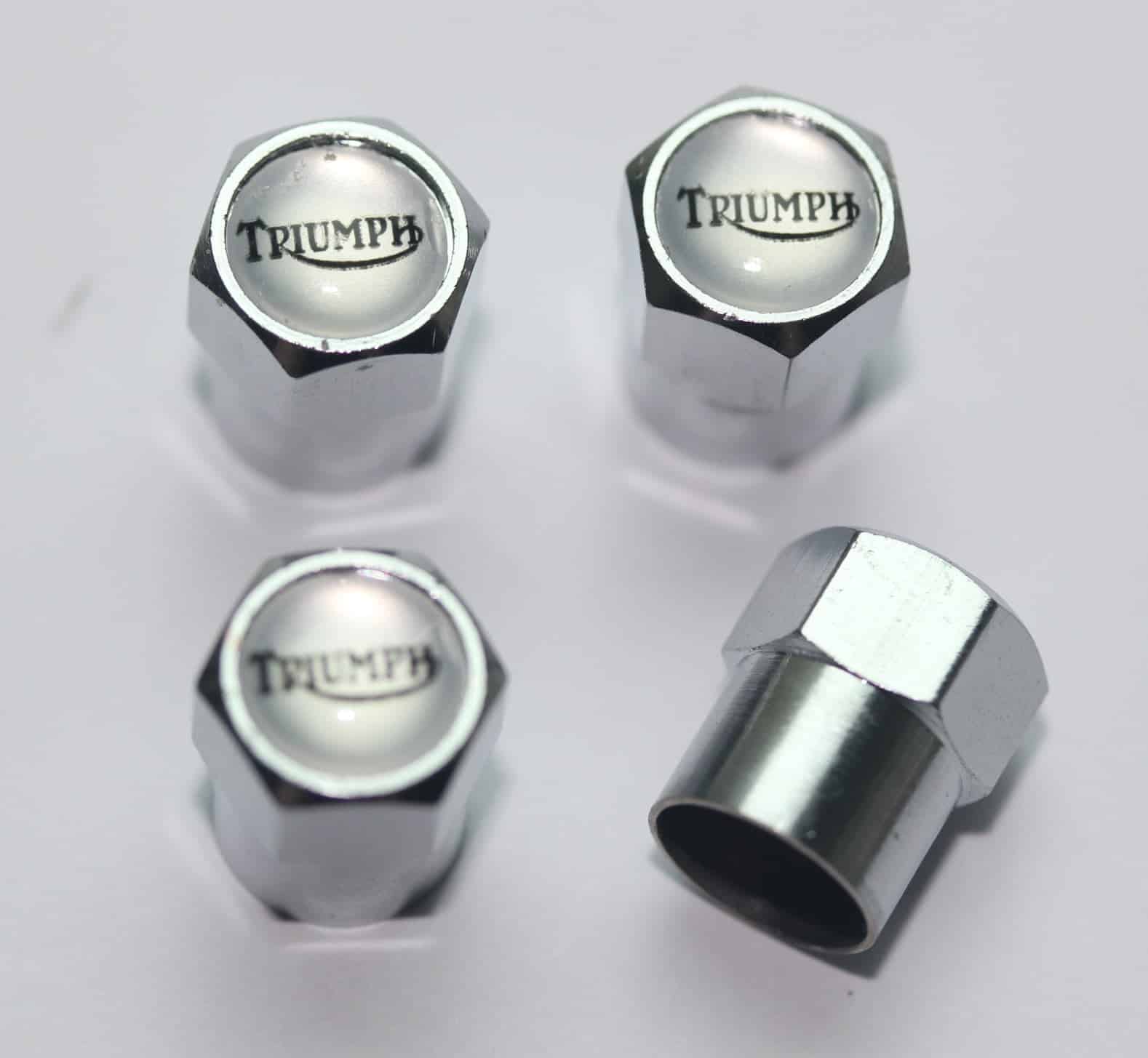 Triumph Silver Tire Valve Caps Plus Free Extra Cap Tire Valve Caps