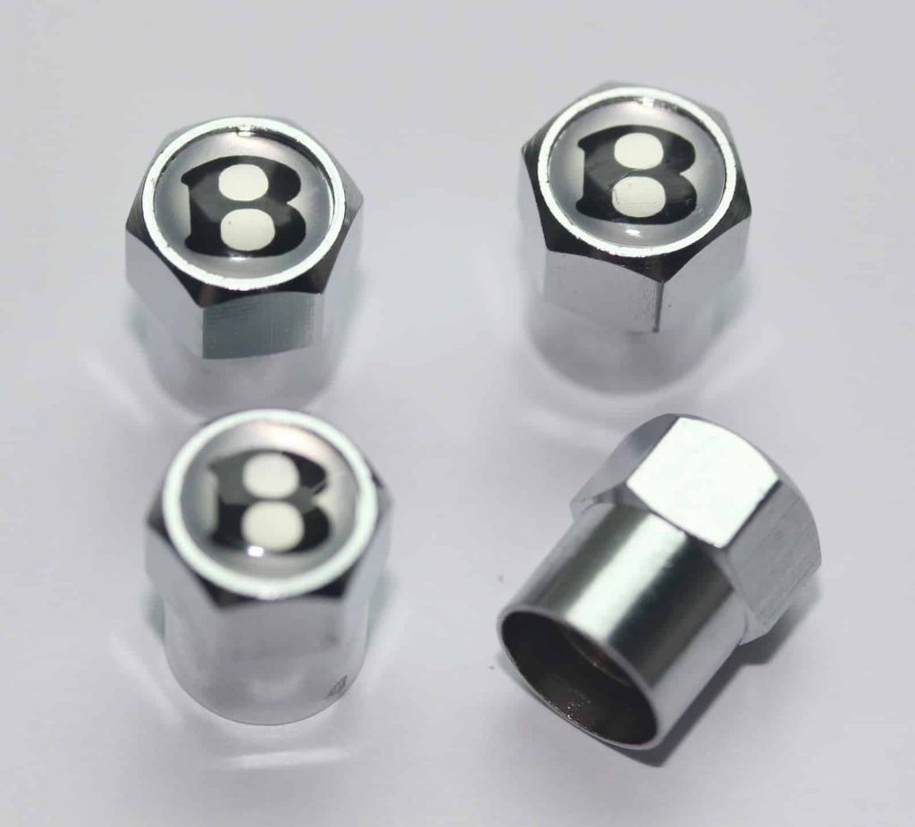 Bentley B Silver Tire Valve Caps