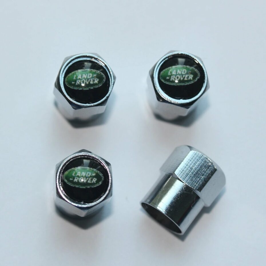 Land Rover Black & Green Tire Valve Caps Plus Free Extra Cap Tire