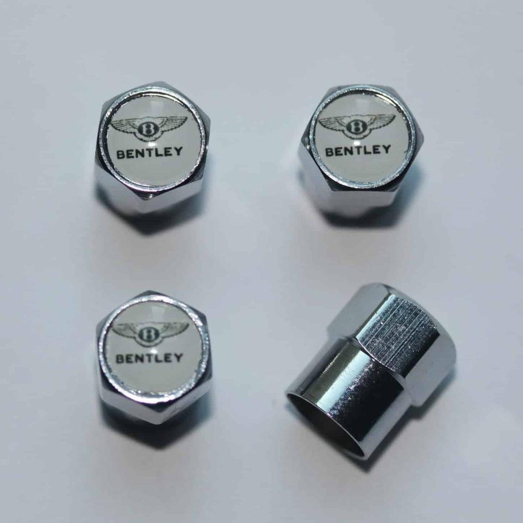 Bentley White Tire Valve Stem Caps