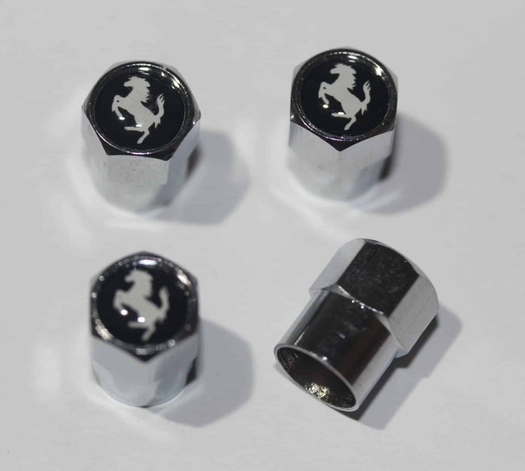 Ferrari Black & White Tire Valve Caps