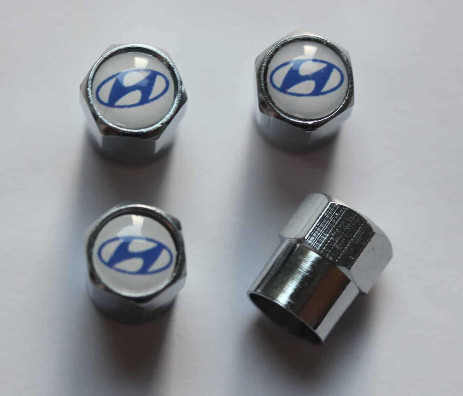 Hyundai White Tire Valve Stem Caps Plus Free Extra Cap Tire Valve