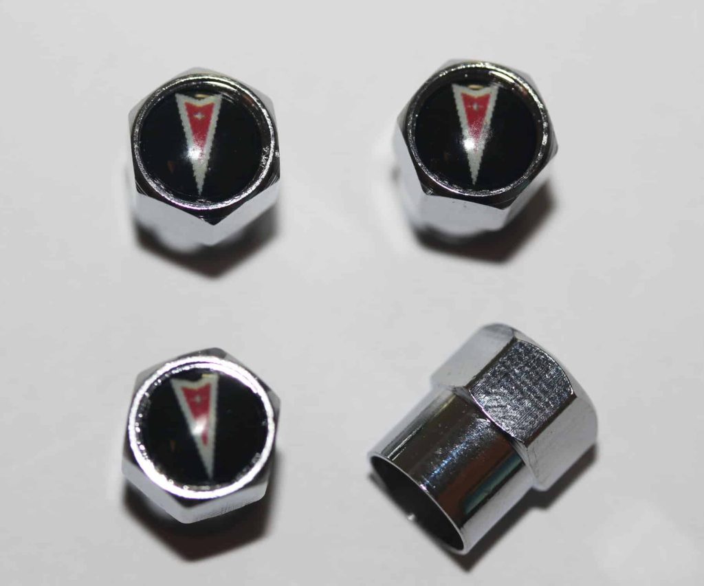 Pontiac Black & Red Tire Valve Caps Plus Free Extra Cap Tire Valve Caps, Car Accessories