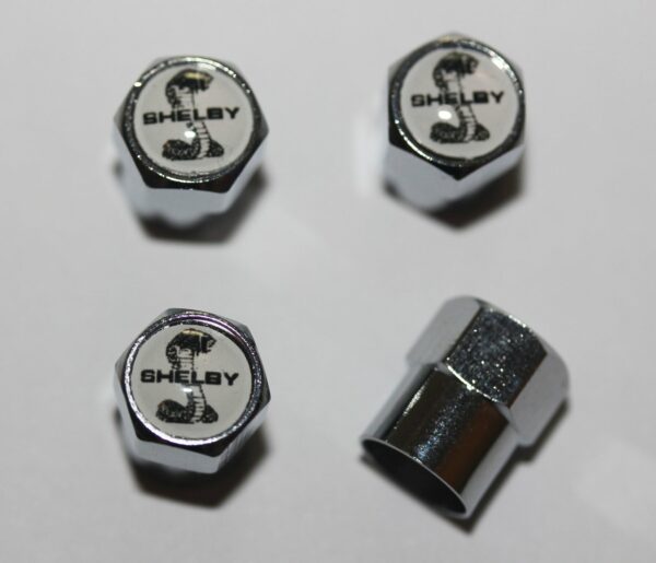 Ford Mustang Shelby Cobra White Tire Valve Stem Caps