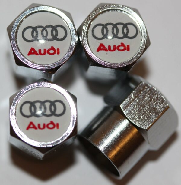 Audi White Tire Valve Stem Caps