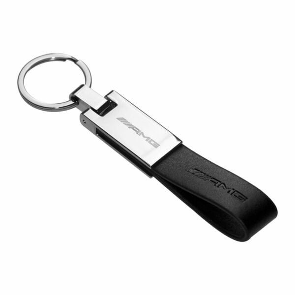 AMG Leather Chrome Metal Key Chain