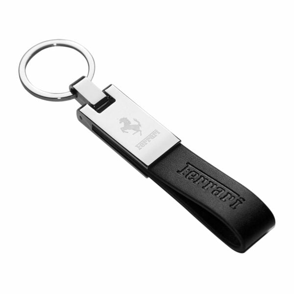 Ferrari Leather Chrome Metal Key Chain