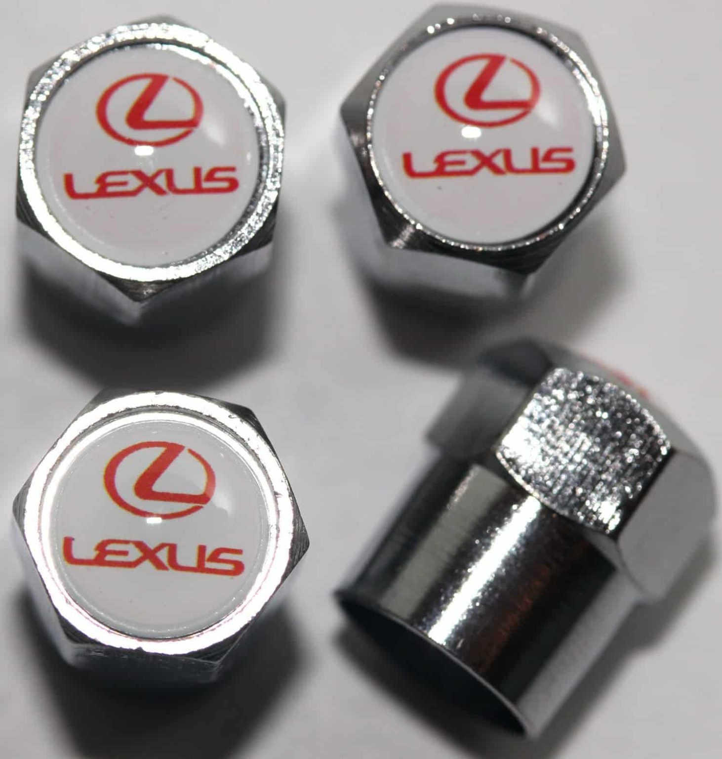 Lexus White Tire Valve Stem Caps Plus Free Extra Cap Tire Valve