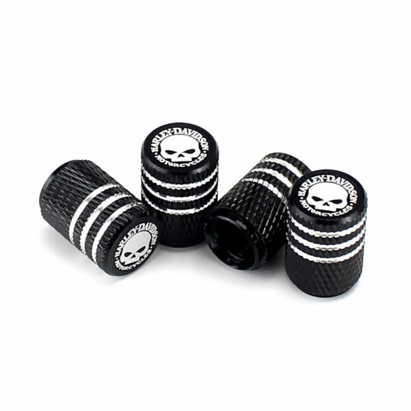 Harley Davidson Skull Black Laser Engraved Tire Valve Caps