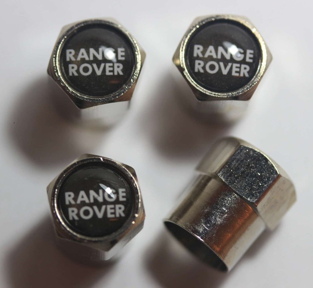 Range Rover Black Tire Valve Caps Plus Free Extra Cap Tire Valve