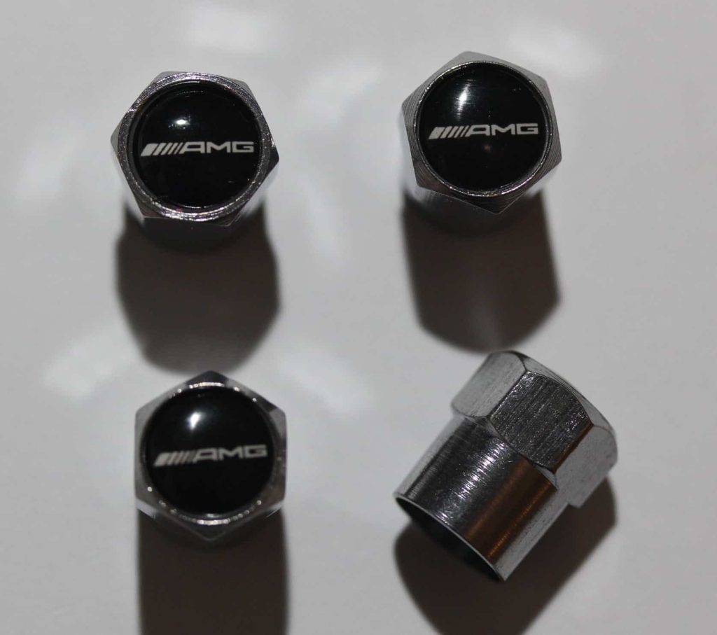 AMG Black & White Tire Valve Stem Caps