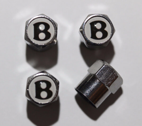 Bentley Logo White Tire Valve Caps