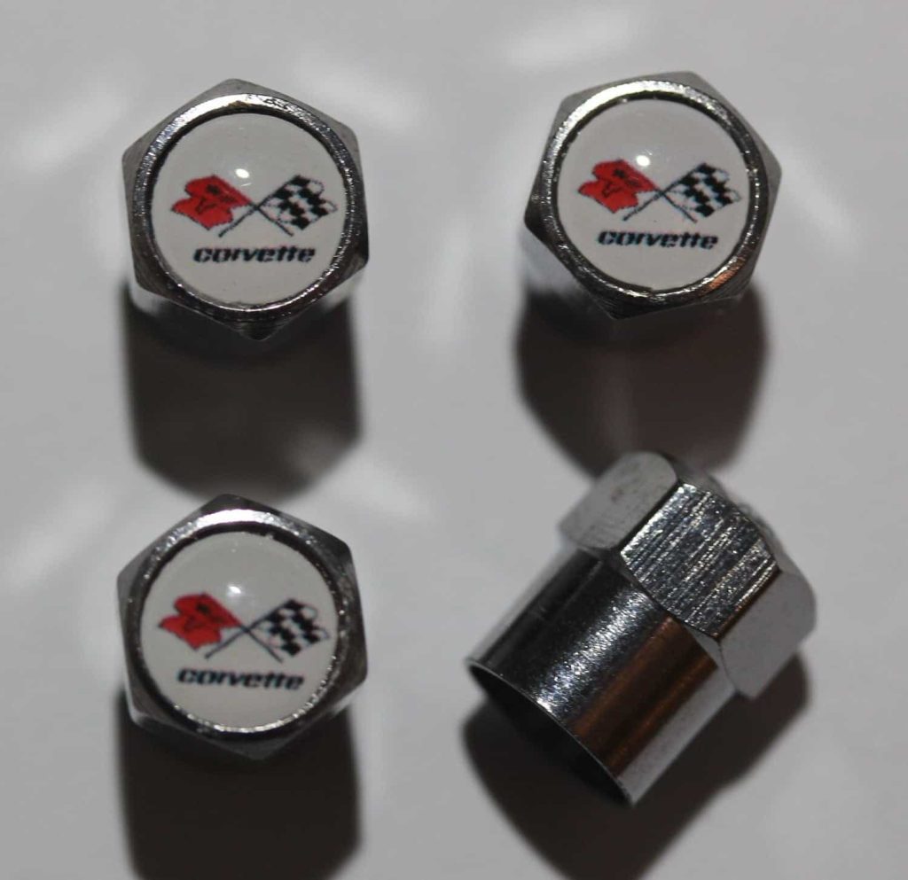 Chevrolet Corvette C3 White Tire Valve Caps