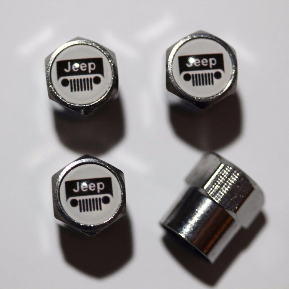 Jeep Grilled White Tire Valve Stem Caps Plus Free Extra Cap Tire