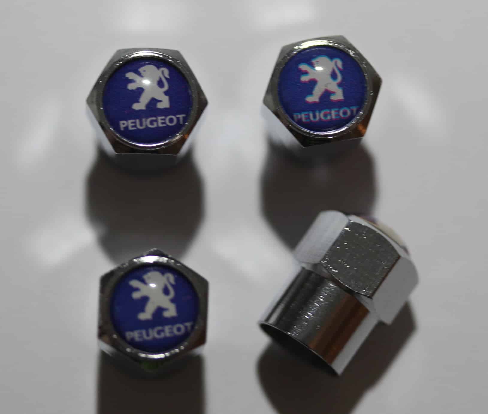 Peugeot Blue Tire Valve Caps Plus Free Extra Cap Tire Valve Caps, Car Accessories Shop at