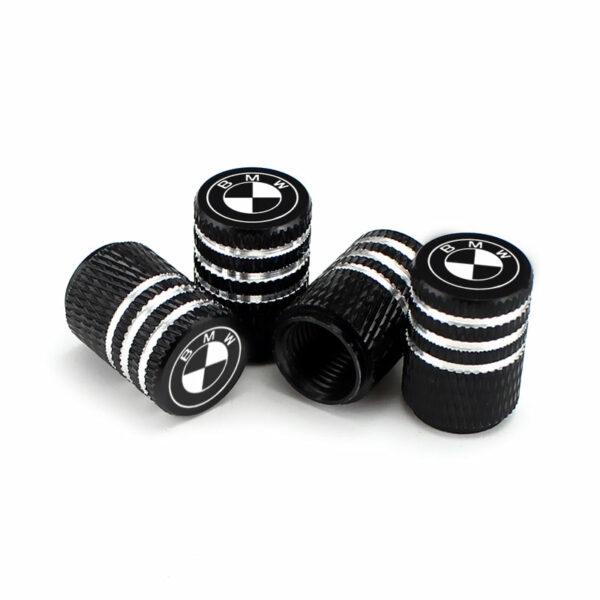 BMW Black Laser Engraved Tire Valve Caps - Extra Spare Cap Total 5 Caps