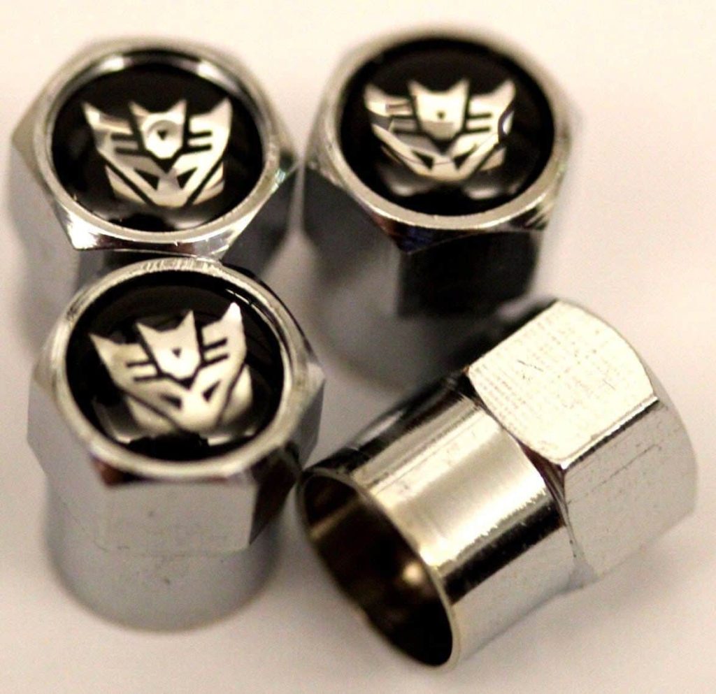 Transformer Decepticon Black Tire Valve Caps Plus Free Extra Cap