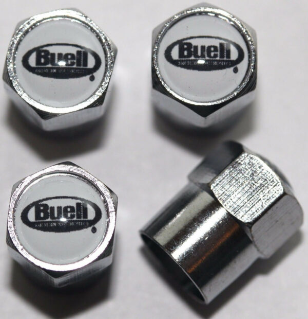 Buell White Motorcycle Tire Valve Stem Caps