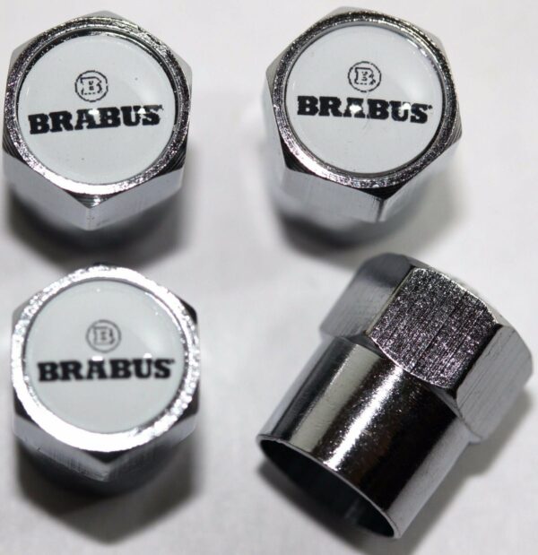 Brabus White Tire Valve Stem Caps