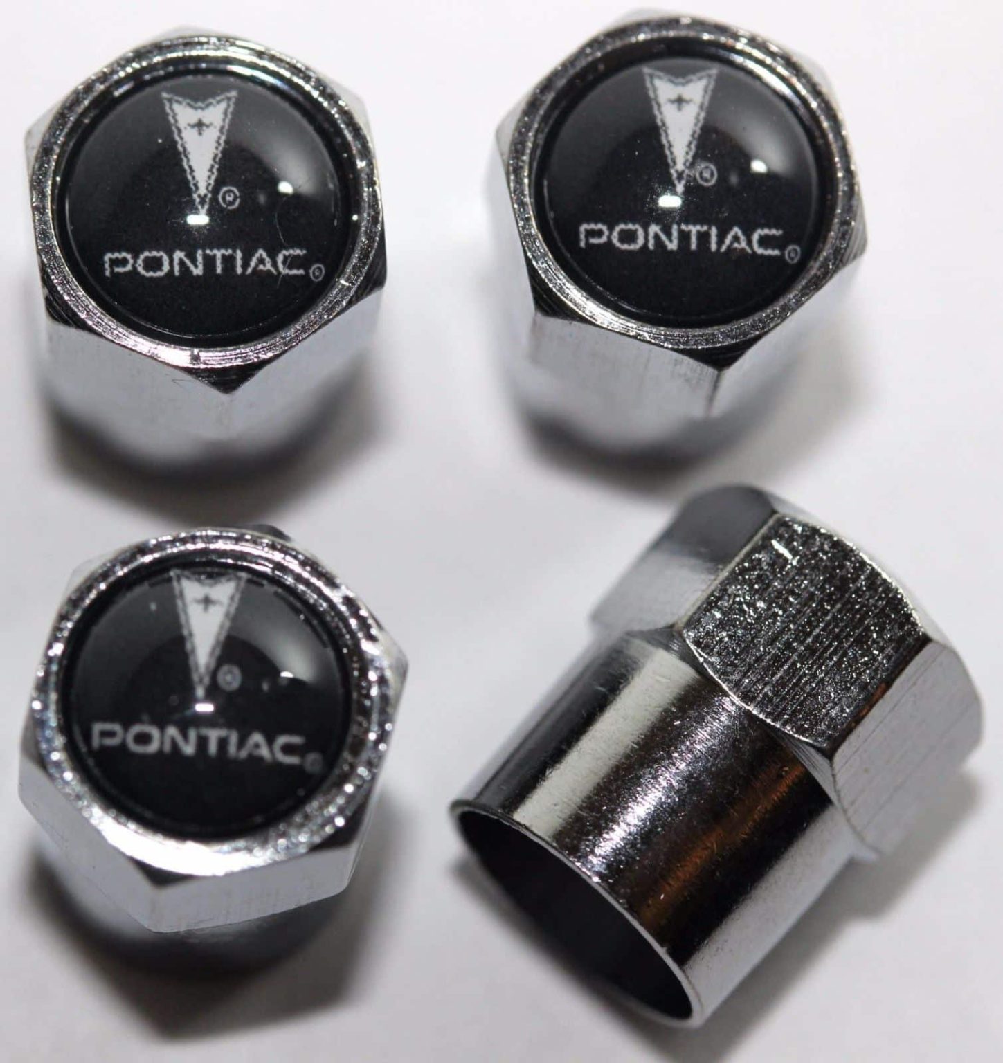 Pontiac Black Tire Valve Caps Plus Free Extra Cap Tire Valve Caps