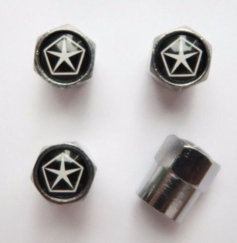 Chrysler Star Black Tire Valve Caps