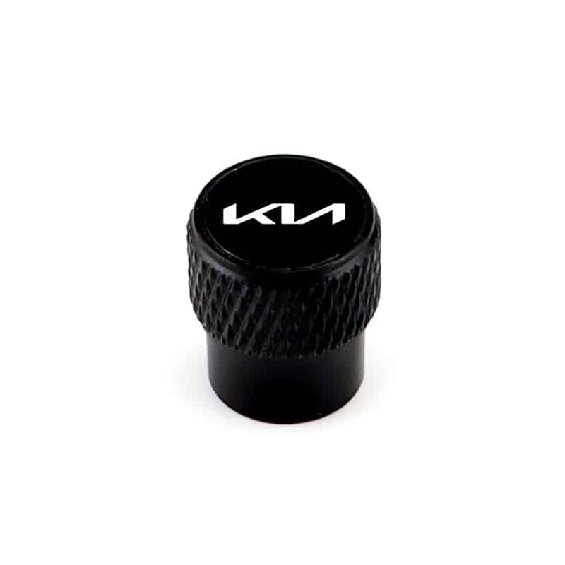 Kia Laser Engraved on Black Tire Valve Caps Extra Spare Cap Total 5