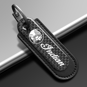 Indian Carbon Fiber With Black Leather Keychain